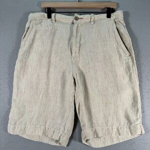 Tommy Bahama Relax Sample Short Mens 34 Beige Linen Comfort Stripes Beach Island